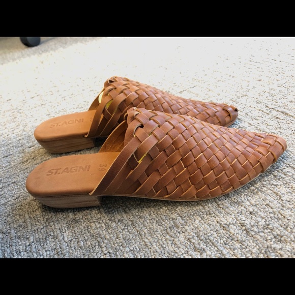 St. Agni Shoes - St. Agni Paris Woven Mule in Vintage Tan size 39